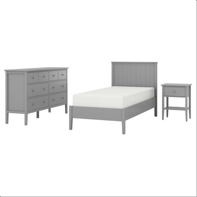 GULLABERG グラベリ ベッドルーム家具3点セット - グレー 90x200cm