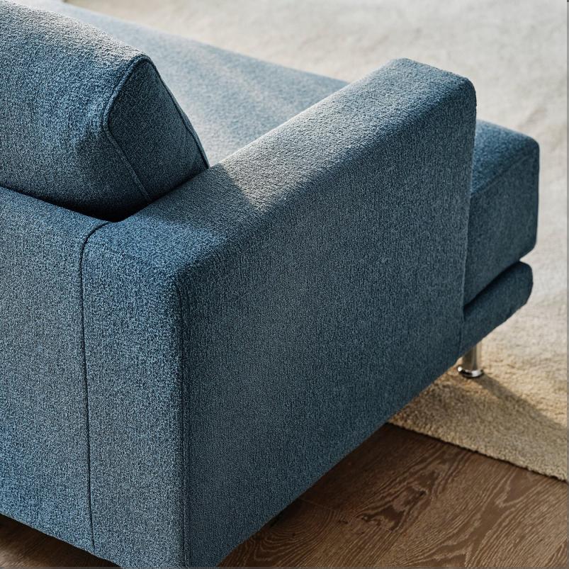 UPPAKRA ウッポークラ 3人掛けモジュールソファ - 寝椅子付き 右 フットスツール付き/アクスヴァラ ダークグレーブルー