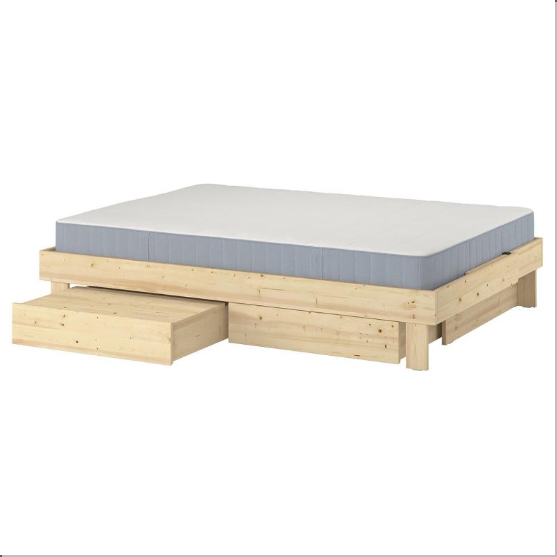 GLAMBERGET グラムベルゲット ベッドフレーム 収納＋マットレス付き - パイン材/ヴェステロイ かため 120x200cm