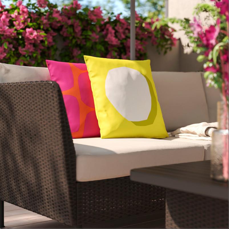 GULLBERGSO グルベルソ クッション2個セット - ブライトイエロー/ホワイト ブライトピンク/ブライトオレンジ/室内/屋外 50x50cm