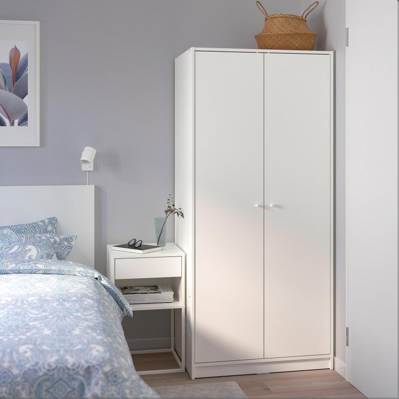 KLEPPSTAD クレップスタード ワードローブ 扉2枚付 - ホワイト 79x176cm