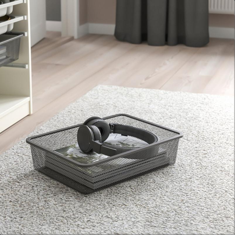 TROFAST トロファスト メッシュ収納ボックス - ダークグレー 42x30x10cm
