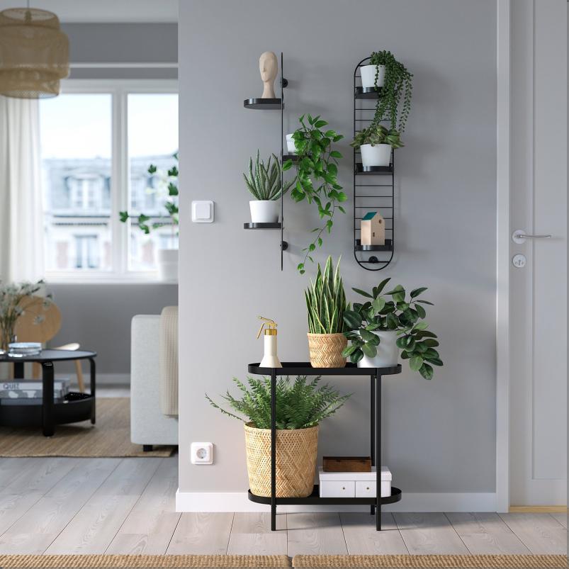 SKUGGRONA スクッグローナ 壁取り付け式プラントスタンド - ブラック 78cm