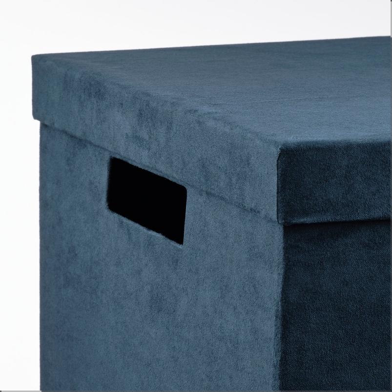 GJATTA イェッタ 収納ボックス ふた付き - ベルベット ダークブルー 25x35x20cm