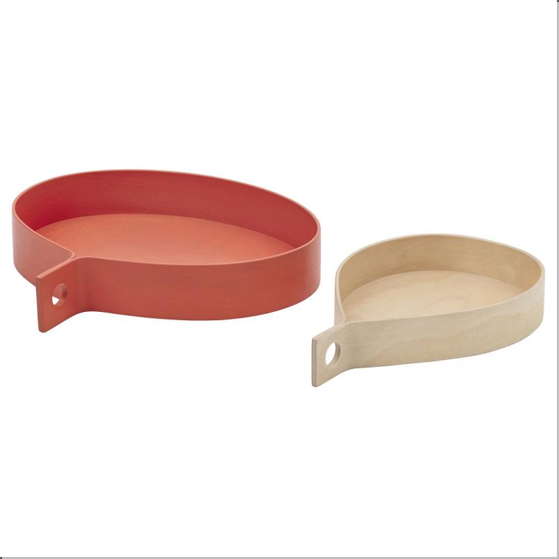 OMMJANGE オッミェンゲ トレイ2枚セット - オレンジ/バーチ材突き板