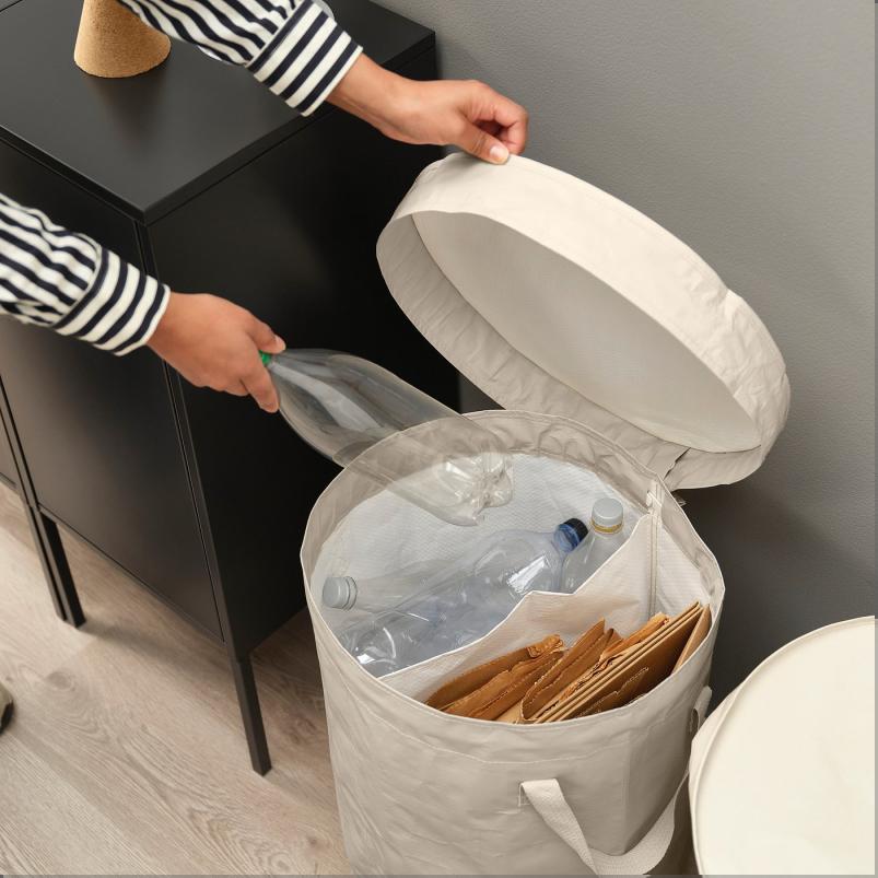 DIMPA ディムパ 分別バッグ ふた付き - ライトグレーベージュ 50L