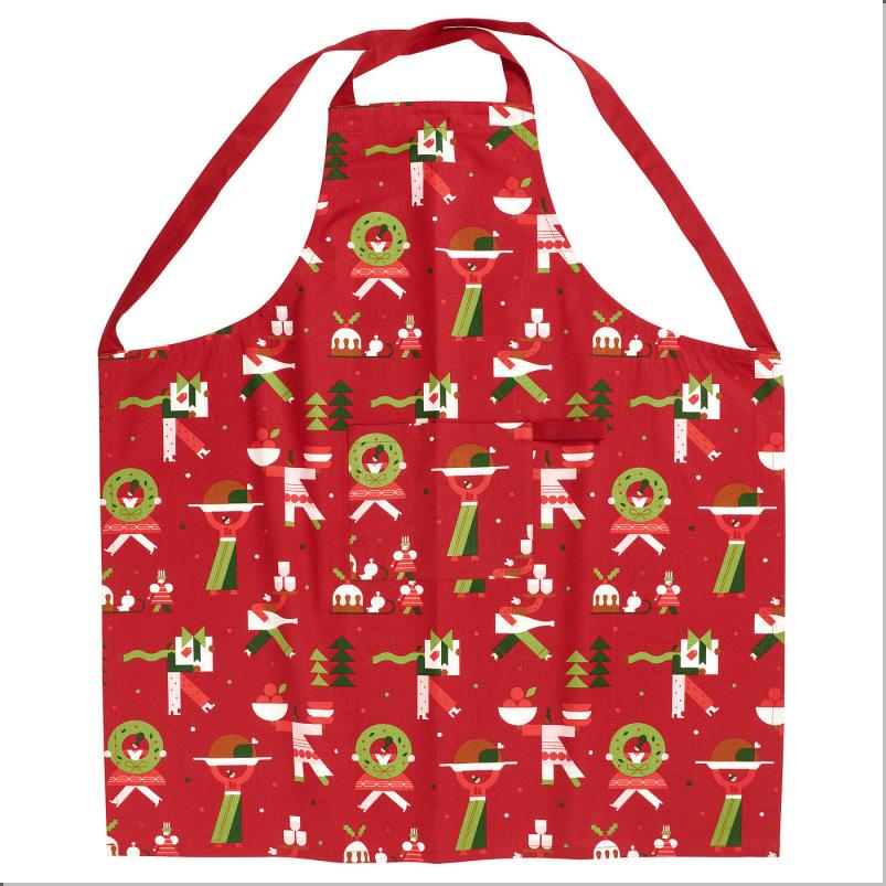 VINTERFINT ヴィンテルフィント エプロン - クリスマス模様 レッド 85x89cm