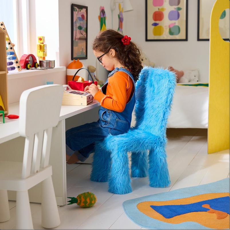 GREJSIMOJS グレイシモイス カバー 子どもチェア用 - フェイクファー/ブルー