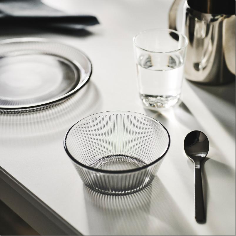 HAVSGADDA ハーヴスゲッダ ボウル - ストライプ模様/グレー 12cm