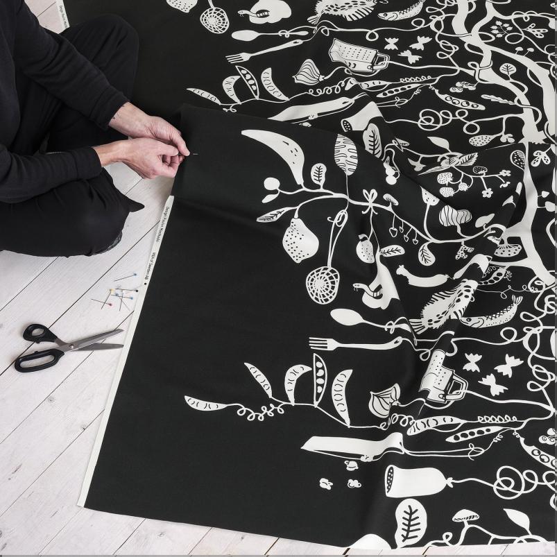 PIPDAN ピープドーン カットクロス - ブラック/ホワイト 150x300cm