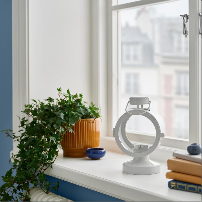 FLODSVALA フロードスヴァーラ ティーライト用ランタン 室内/屋外用 - オフホワイト 21cm