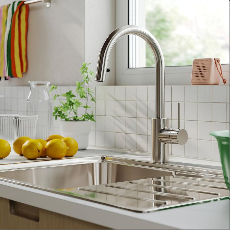 SALLSJON サルショーン キッチン混合栓 引き出し式 - ステンレスカラー