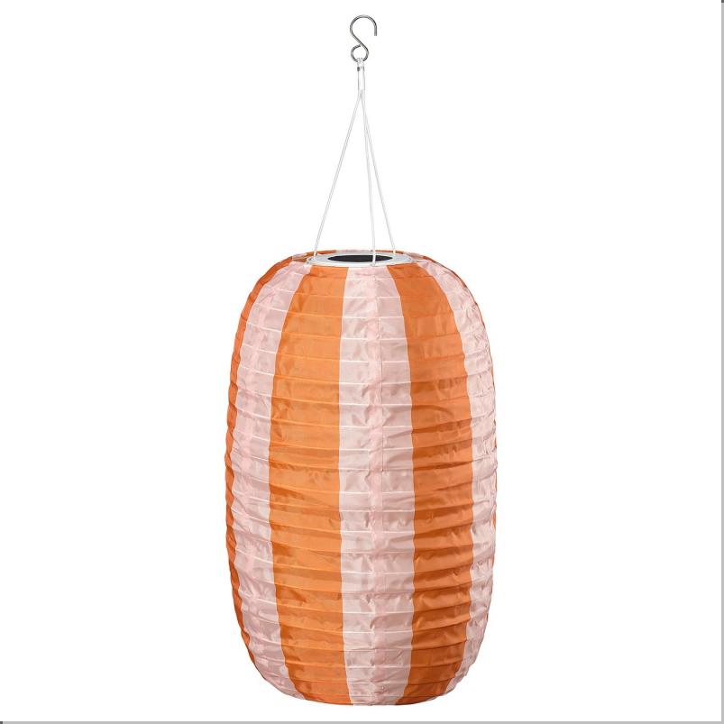 SOLVINDEN ソルヴィンデン ペンダントランプ - ストライプ模様 太陽電池式/オレンジ ピンク 43cm
