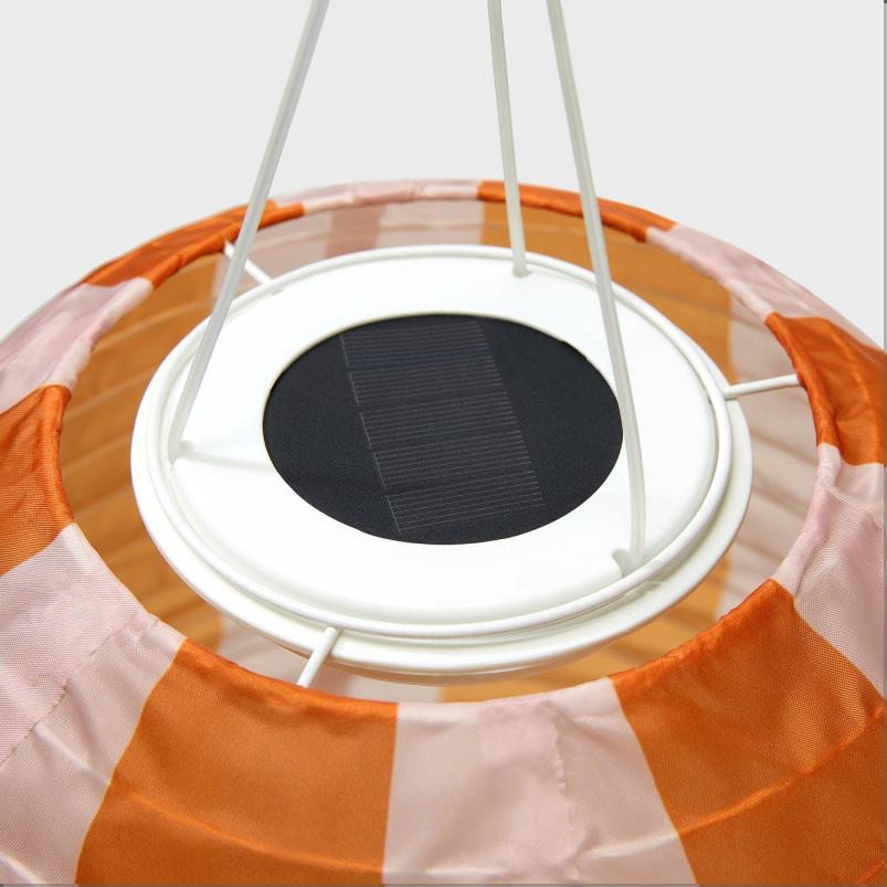 SOLVINDEN ソルヴィンデン ペンダントランプ - ストライプ模様 太陽電池式/オレンジ ピンク 43cm