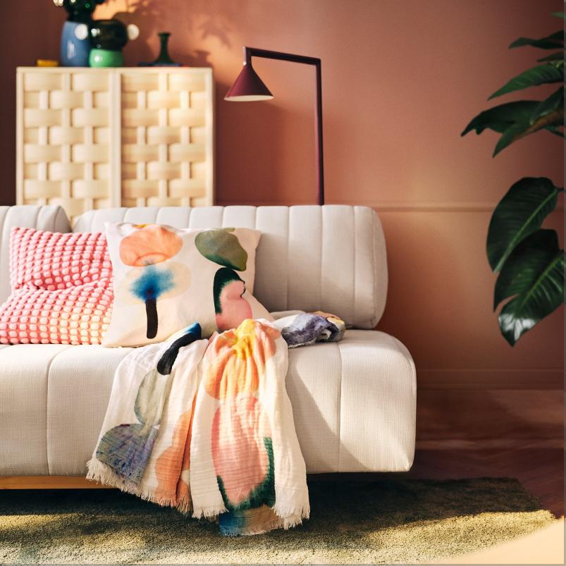 IKEA PS 2026 ブランケット - ホワイト/マルチカラー 150x200 cm