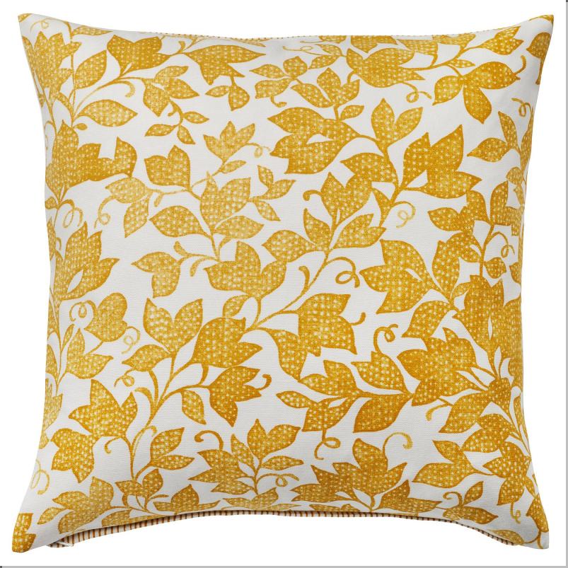 FJUNKLOCKA フュンクロッカ クッションカバー - イエロー/ホワイト 50x50cm