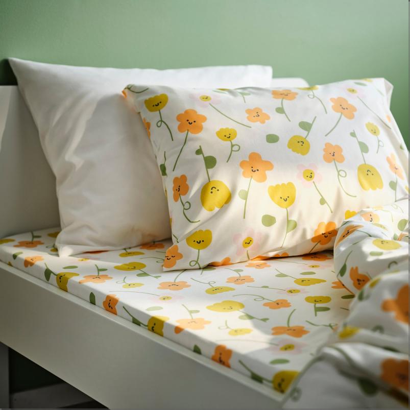 BARNDROM バーンドローム ボックスシーツ - マルチカラー/フローラルパターン 90x200cm