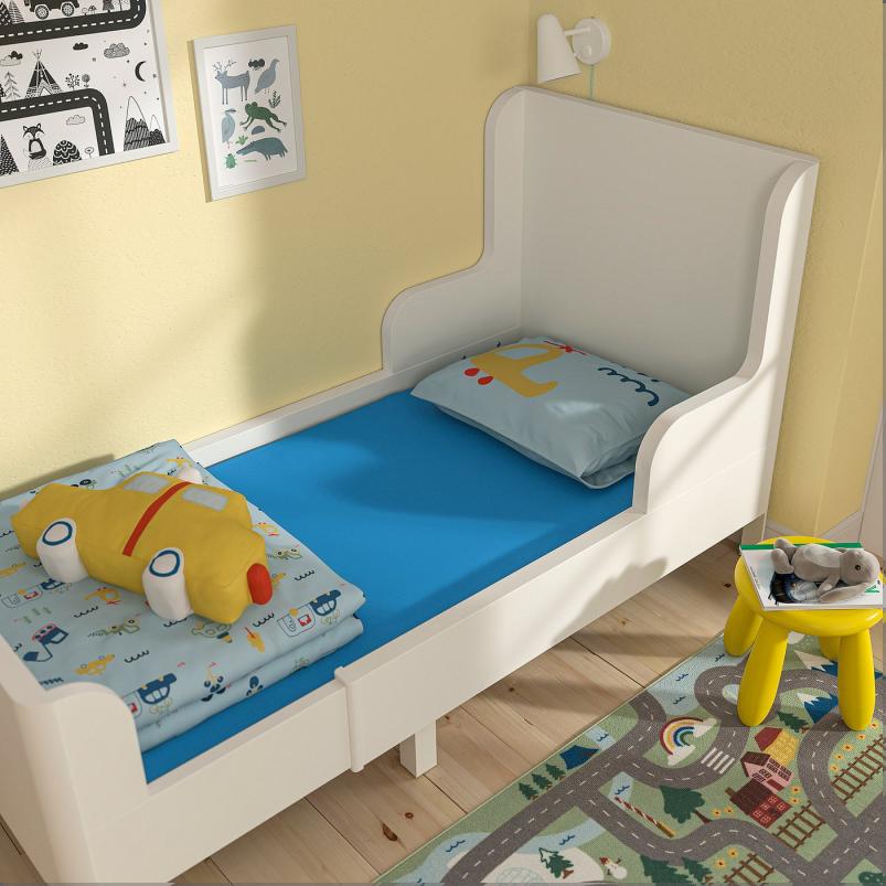 BARNDROM バーンドローム ボックスシーツ 伸長式ベッド用 - ブルー 80x165cm