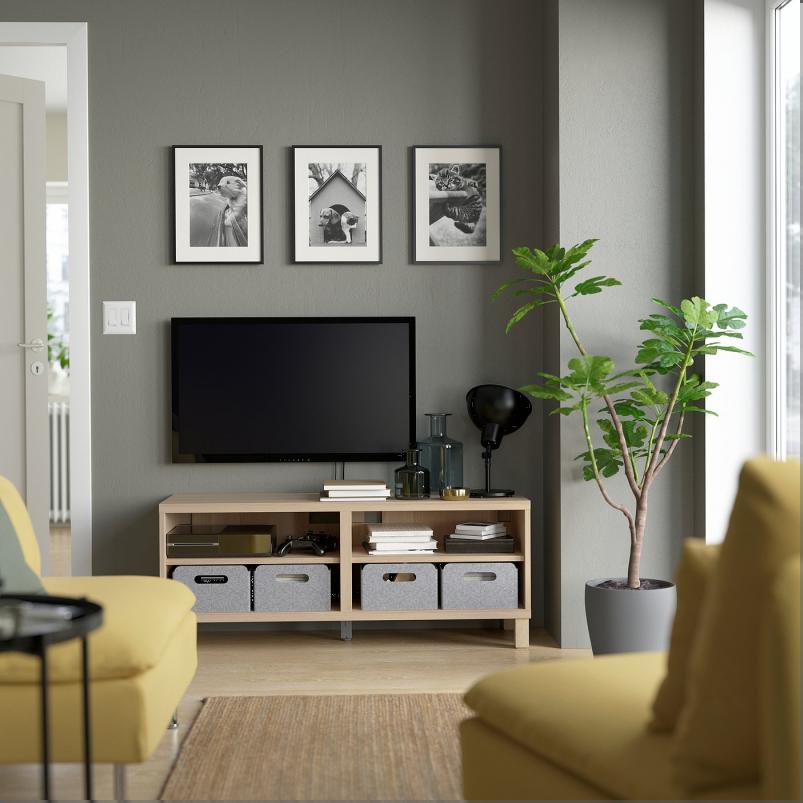 BESTA ベストー テレビ台 - ホワイトステインオーク調 120x40x48cm