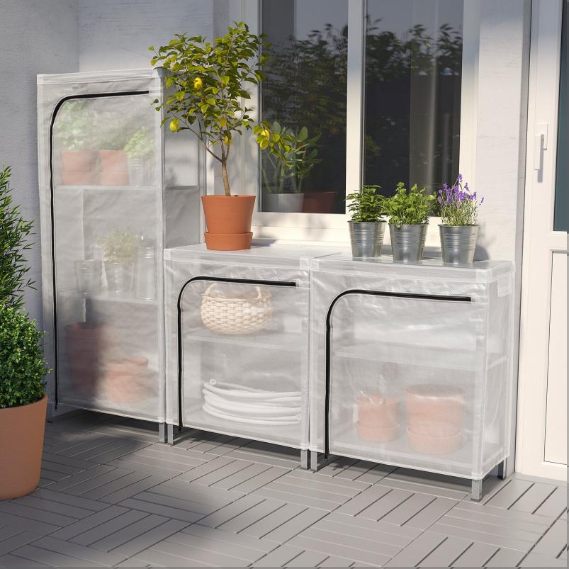 HYLLIS ヒュッリス シェルフユニット カバー付き - 透明 180x27x74-140cm