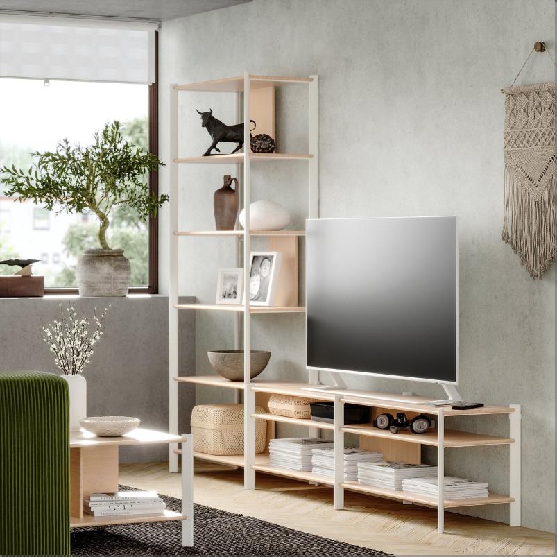 JATTESTA イェッテスタ テレビボード - ホワイト/ライトバンブー 240x40x195cm