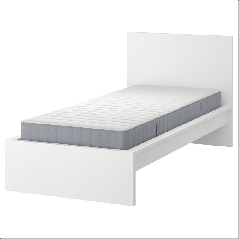 MALM マルム ベッドフレーム マットレス付き - ホワイト/ヴァレヴォーグ よりかため 90x200 cm