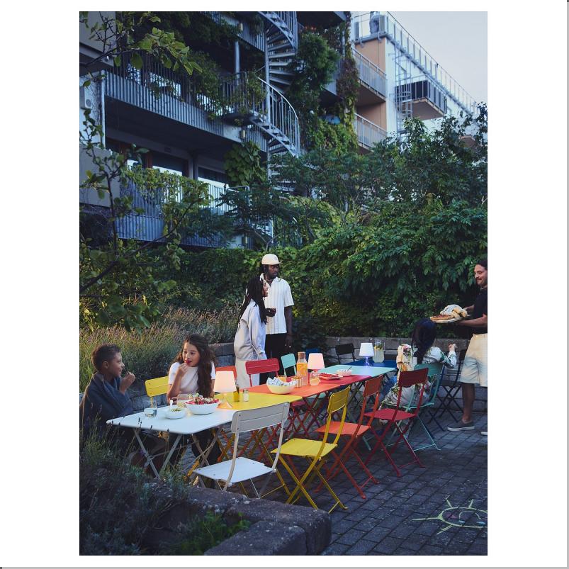 SUNDSO スンドソー テーブル＆折りたたみチェア2脚 - 屋外用 チャコール/チャコール 65x65cm