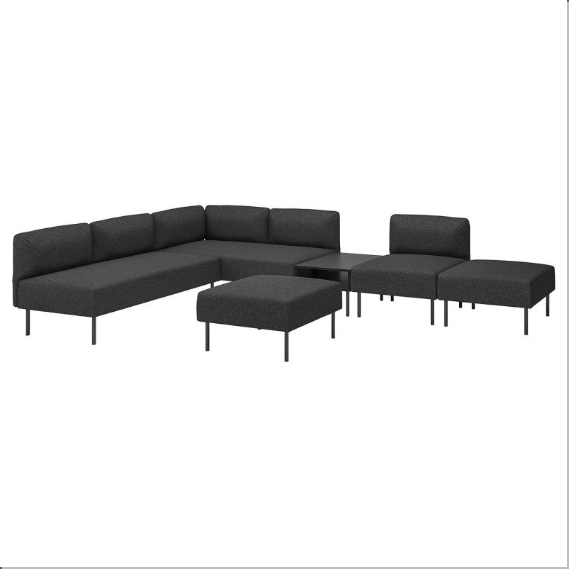 LILLEHEM リレヘム 6人掛けモジュールソファ サイドテーブル付き - グンナレド/ダークグレー メタル