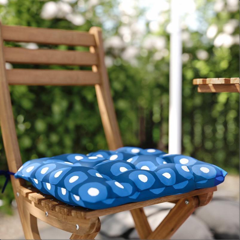 ASKHOLMEN アスクホルメン テーブル＋折りたたみチェア2 屋外用 - 折りたたみ式 ダークブラウン/クローサン ダークブルー 60x62cm