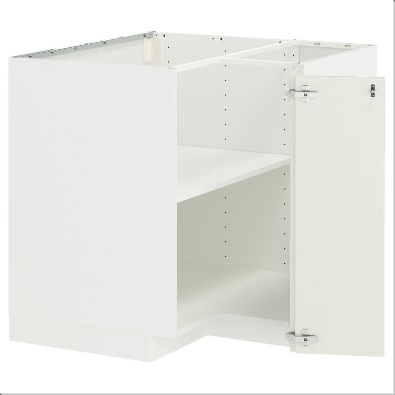 METOD メトード コーナーベースキャビネット 棚板付き - ホワイト/ヴェッディンゲ ホワイト 88x88x80cm