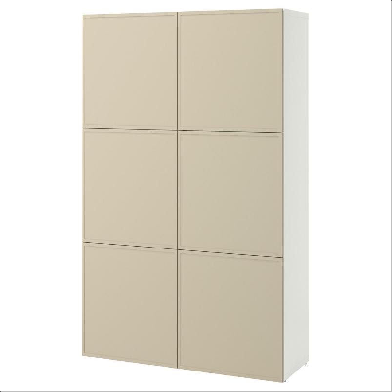 BESTA ベストー 収納コンビネーション 扉付 - ホワイト/クルークマカーレ ベージュ 120x42x193cm