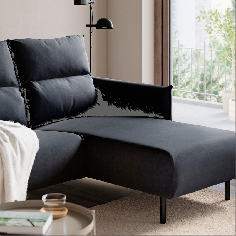 MANNARP マッナルプ 3人掛けソファ 寝椅子付き - サクセマーラ ブラックブルー