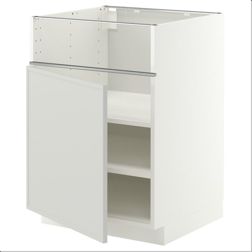 METOD メトード ベースキャビネット コンロ用/フィッシュグリル/扉 - ホワイト/アスプゥデン ライトグレー 60x60x80cm