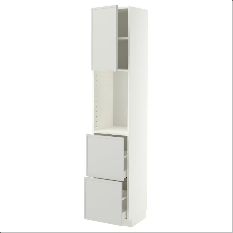 METOD メトード / MAXIMERA マキシメーラ ハイキャビネット 棚板/引き出し2個付き - ホワイト/アスプゥデン ライトグレー 40x41x200cm