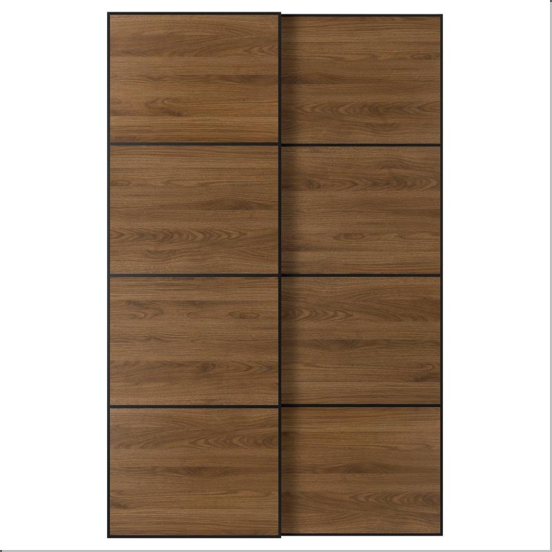 MEHAMN メーハムン 引き戸 2枚組 - ブラック/両面仕様 ウォールナット 150x236cm