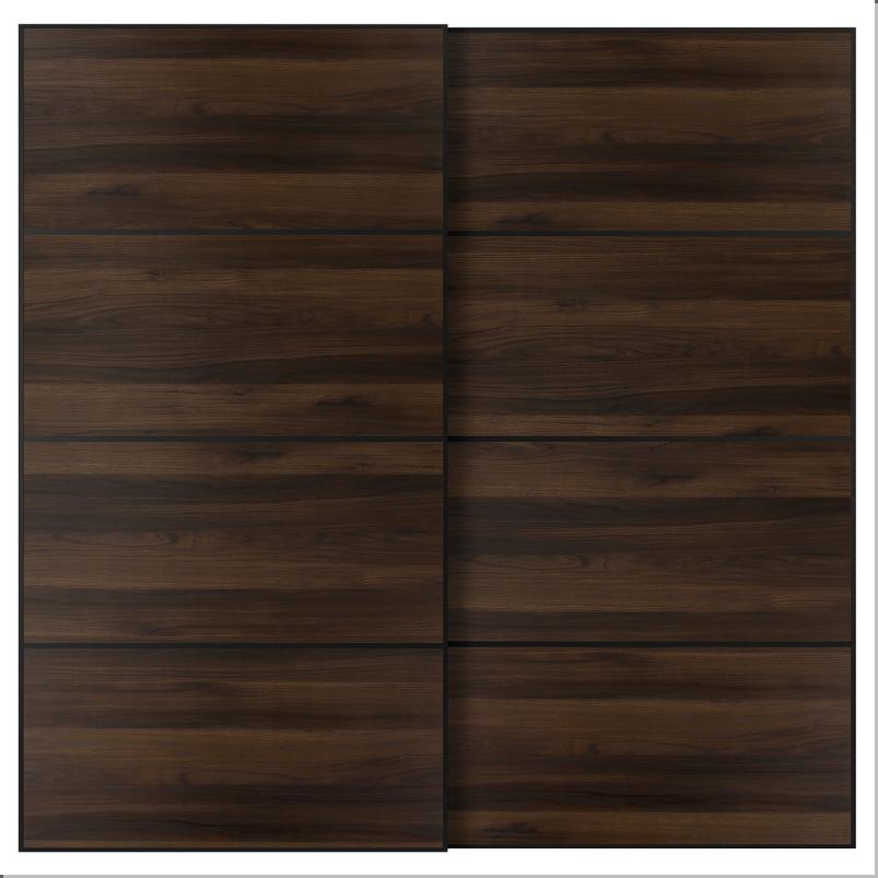 MEHAMN メーハムン 引き戸 2枚組 - ブラック/両面仕様 ダークブラウン オーク調 200x201cm