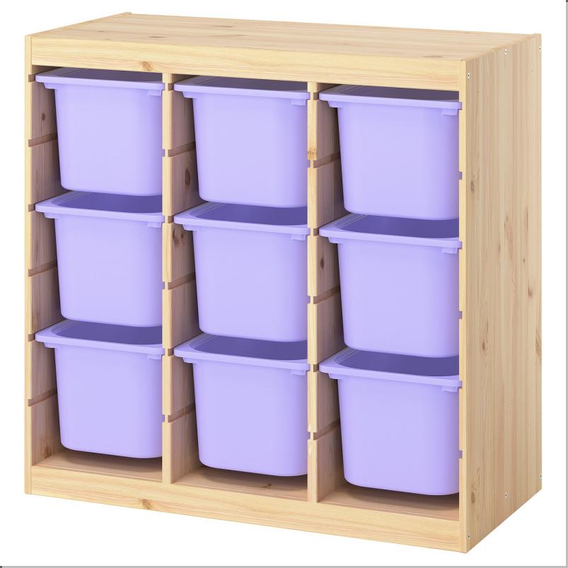 TROFAST トロファスト 収納コンビネーション - ルームディバイダ―/ライトホワイトステインパイン ライラック 93x44x91cm