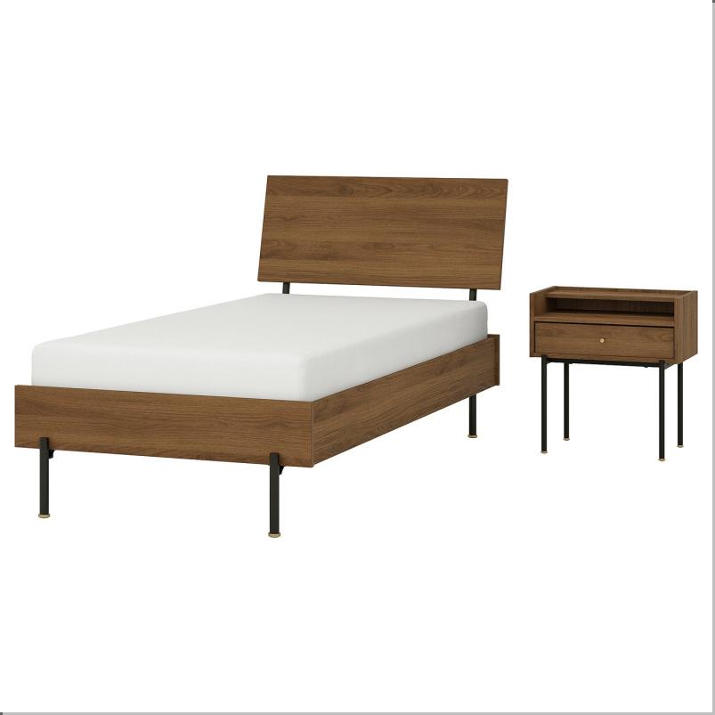 RADMANSO ロードマンソー ベッドルーム家具2点セット - ブラウン ウォールナット調 90x200cm