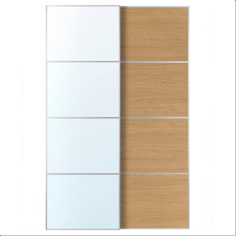 AULI アウリ / MEHAMN メーハムン 引き戸 2枚組 - アルミニウム ミラーガラス/両面仕様 オーク調 150x236cm