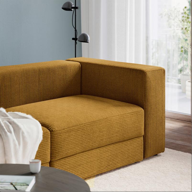 JATTEBO イェッテボ 3人掛けモジュールソファ - サムサーラ イエローブラウン