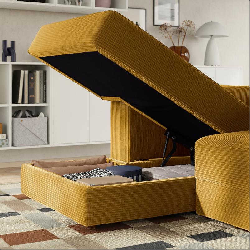 JATTEBO イェッテボ 寝椅子モジュール 左 - アームレスト付き/サムサーラ イエローブラウン