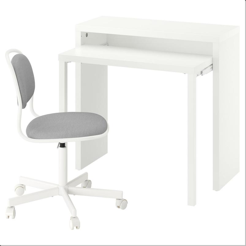 LÄNGDHOPP レングドホップ / ÖRFJÄLL オルフィエル デスク&チェア - ホワイト/ライトグレー