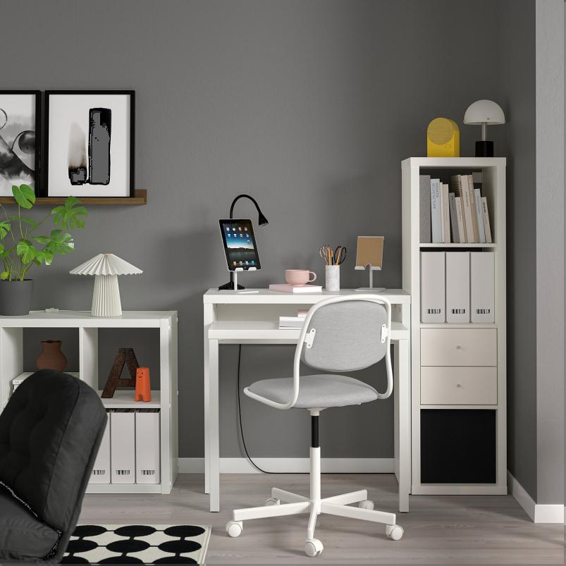 LÄNGDHOPP レングドホップ / ÖRFJÄLL オルフィエル デスク&チェア - ホワイト/ライトグレー