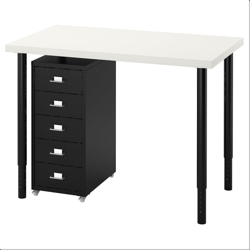 LINNMON/OLOV リンモン/オーロヴ / HELMER ヘルメル デスク&収納 コンビネーション - ホワイト/ブラック