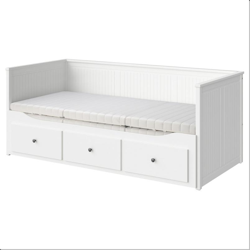 HEMNES ヘムネス デイベッド 引き出し3/マットレス2付き - ホワイト/オンフェレット かため 80x200cm