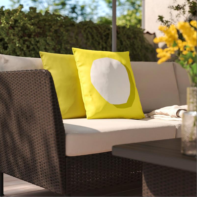 GULLBERGSO グルベルソ / HJARTERO イェルテロー クッション2個セット - ブライトイエロー/ホワイト ブライトピンク/ブライトオレンジ/室内/屋外 50x50cm