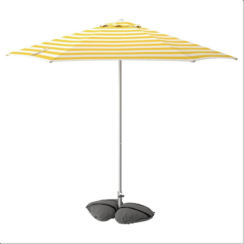 HOGON ホーゴーン / IGGON イッゴーン パラソル 土台付 - オフホワイト ブライトイエロー/ストライプ ダークグレー 270cm