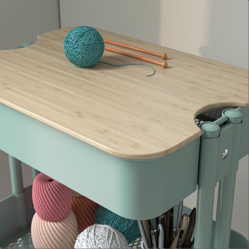 RÅSKOG ロースコグ / NORRÅVA ノルオーヴァ ワゴン ふた付き - ライトターコイズ 35x45x77 cm