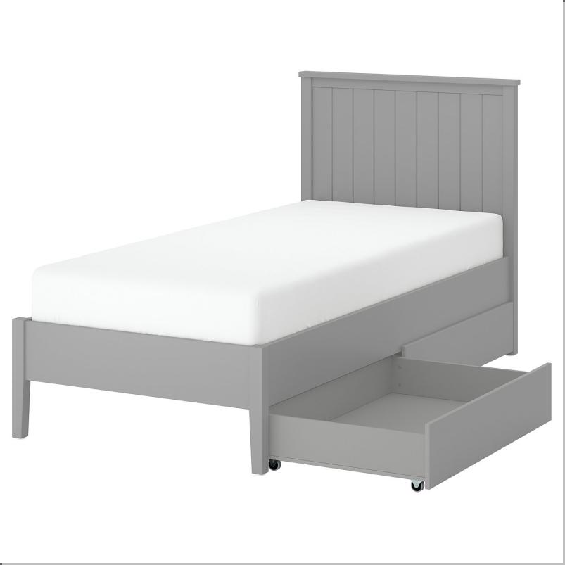 GULLABERG グラベリ ベッドフレーム 収納ボックス2個付き - グレー 90x200cm