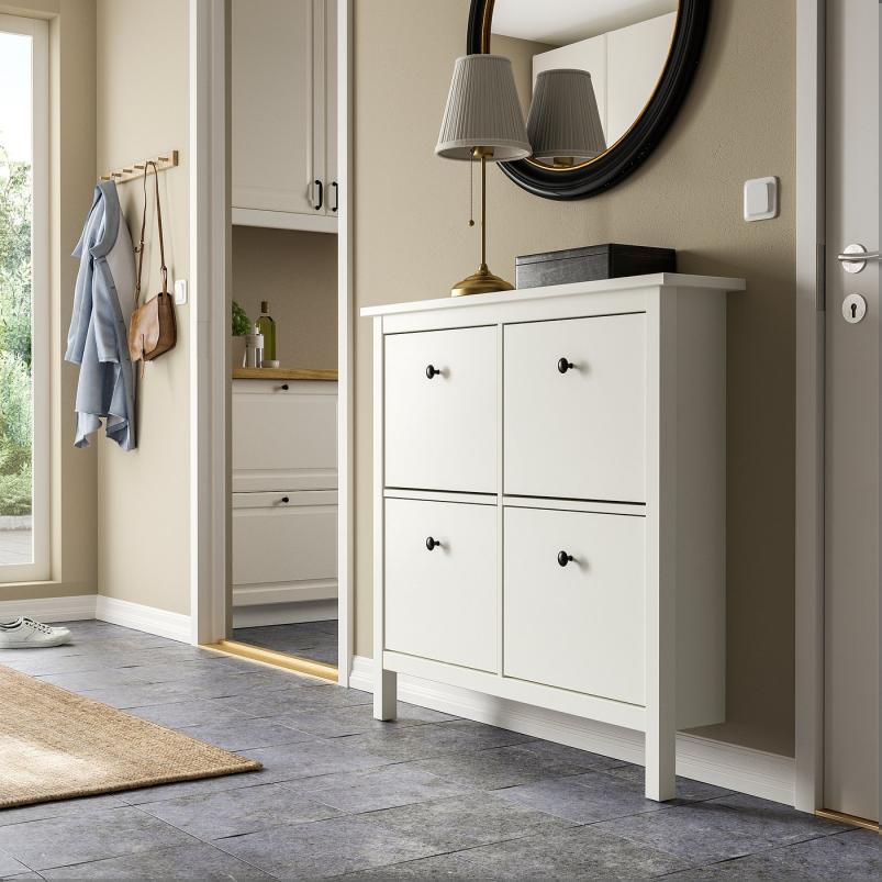 HEMNES ヘムネス シューズボックス2段×2 - ホワイト 107x22x101cm